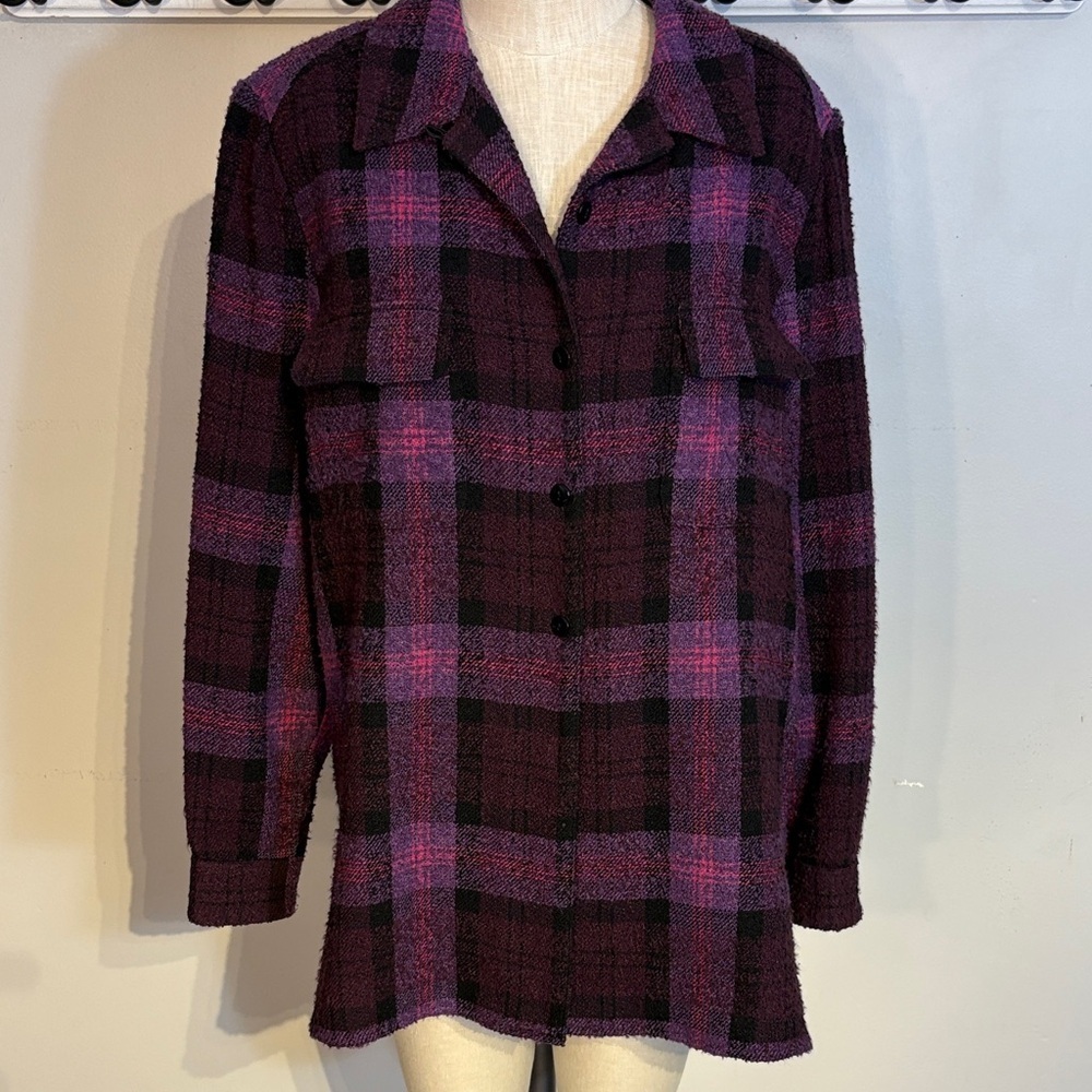 Vintage 90's Tanjay purple plaid shacket Size 14